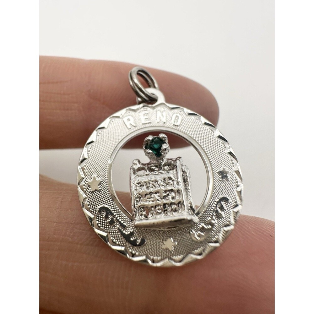 Vintage Sterling Silver Rhinestone Reno Travel Charm